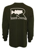 Rogue Bass Logo LS T-Shirt - Forest Green/White
