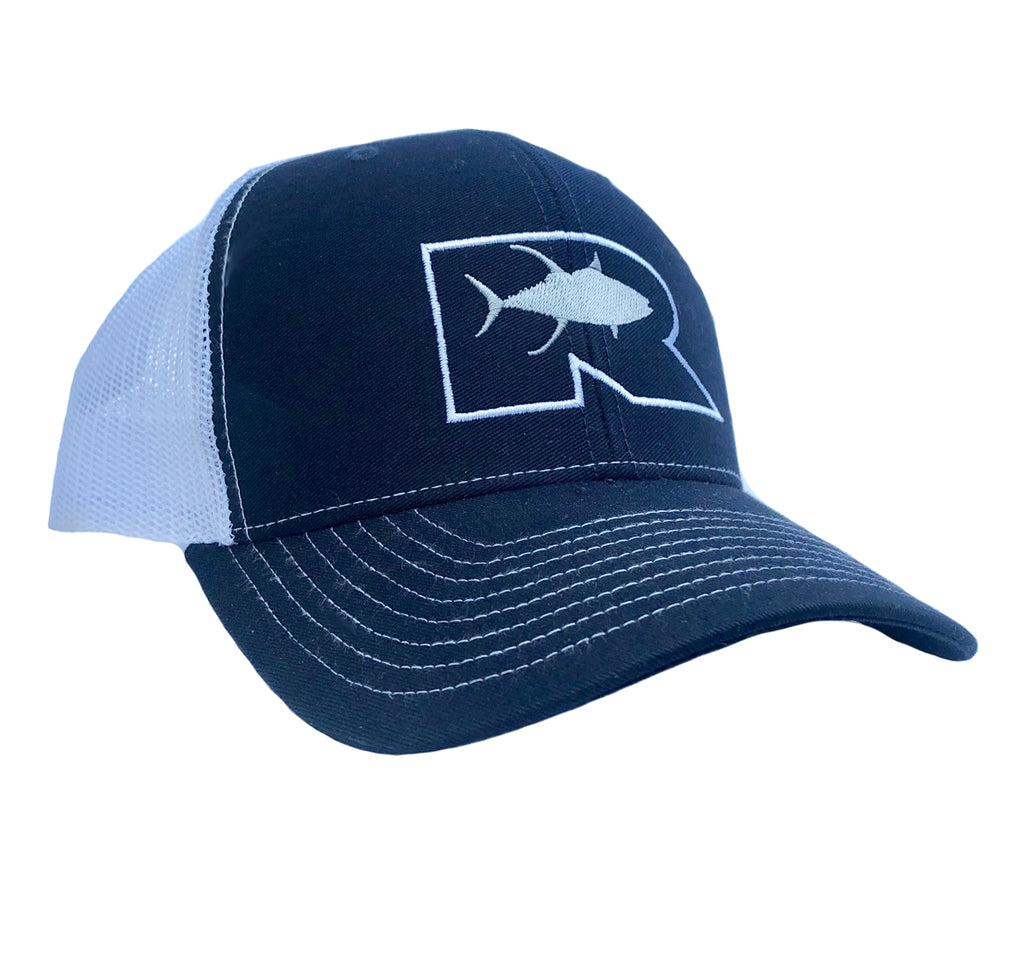 Rogue Outline Tuna Trucker Hat - Navy/White