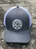 Rogue Outfitters Viking Compass Patch Trucker Hat (Heathered Grey and White)
