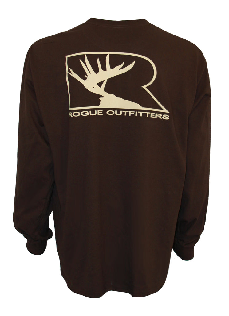 Rogue Outfitters Deer Logo LS Tee - Chocolate/Tan