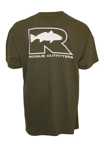 Rogue Redfish Logo LS T-Shirt - Bayou/White