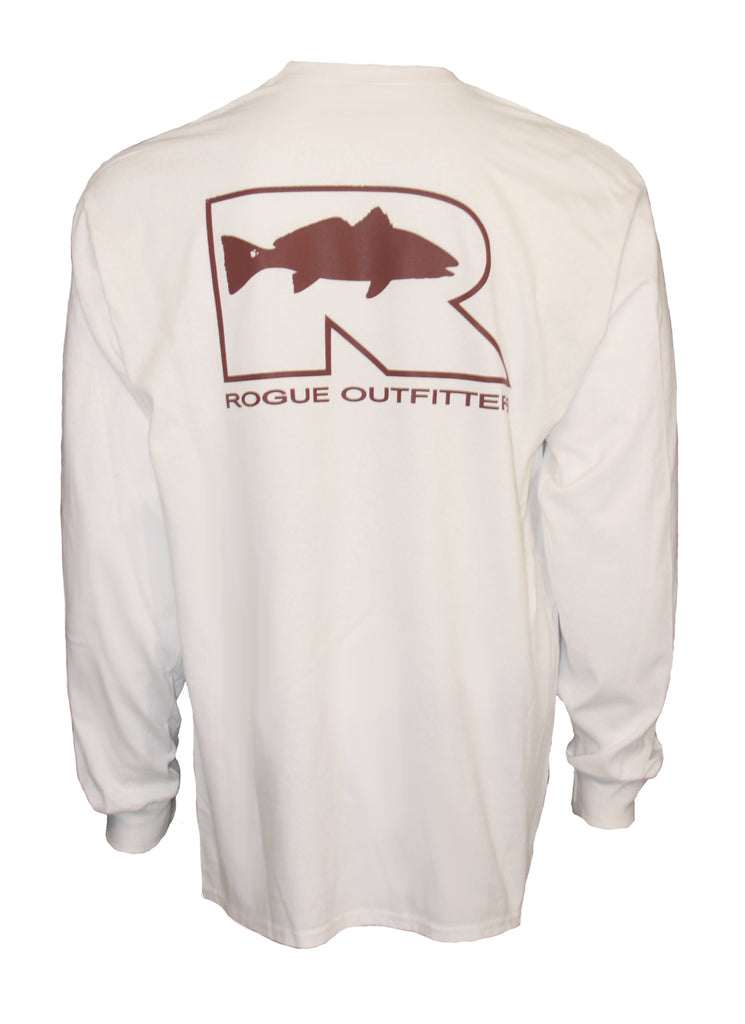 Rogue Redfish Logo LS T-Shirt - White/Crimson