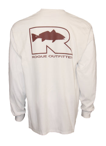 Rogue Redfish Logo LS T-Shirt - White/Crimson
