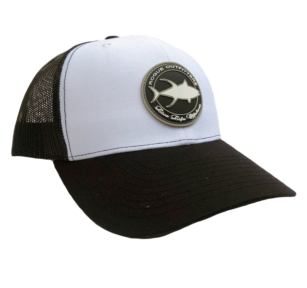 Rogue Outfitters Tuna Patch Trucker Hat (White and Black)