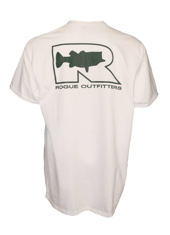 Rogue Bass Logo SS T-Shirt - White/Forest Green