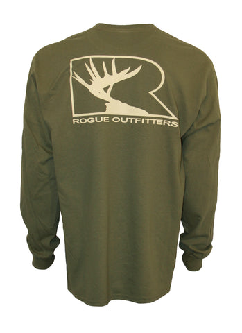 Rogue Outfitters Deer Logo LS Tee - Moss/Tan