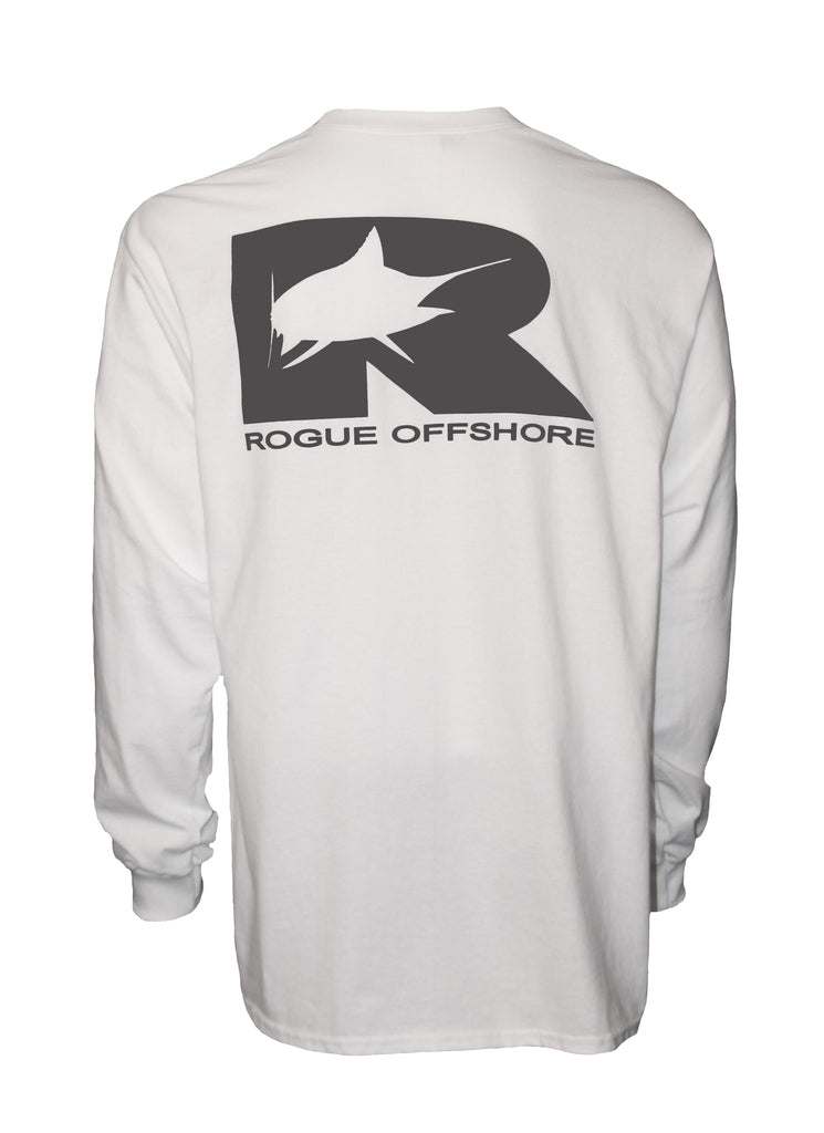 Marlin Logo LS T-Shirt - White/Charcoal – Rogue Offshore